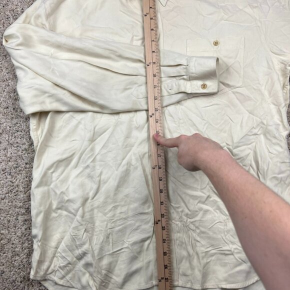 Tommy Bahama Mens Button Up Camp Shirt Large All Silk Long Sleeve Pale Yellow ** - Picture 4 of 11